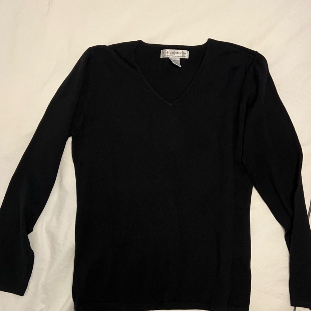 Sutton Studio Classic Black V-Neck Sweater
